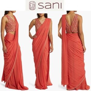 Sani Zian Drape Saree Skirt sz M in Orange